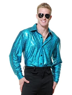 Charades Men's Crocodile Skin Disco Shirt