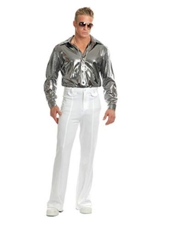 Charades Men's Silver Nail Head Costume Disco Shirt