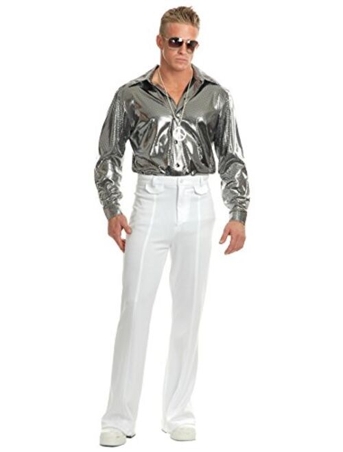 Charades Men's Silver Nail Head Costume Disco Shirt