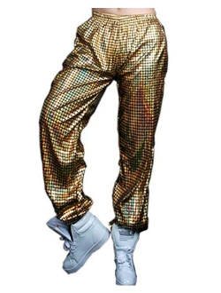 Anlydia Night Club Metallic Hologram Shiny Pants Party Trousers