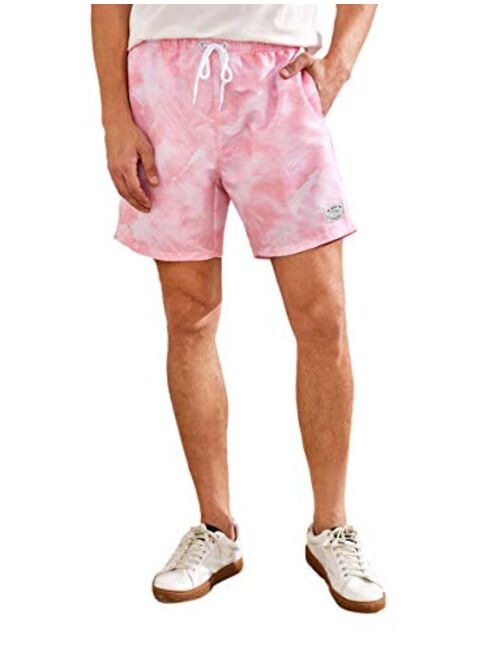 Romwe Men's Tie Dye Gym Shorts Lightweight Workout Running Training Shorts with Pocket