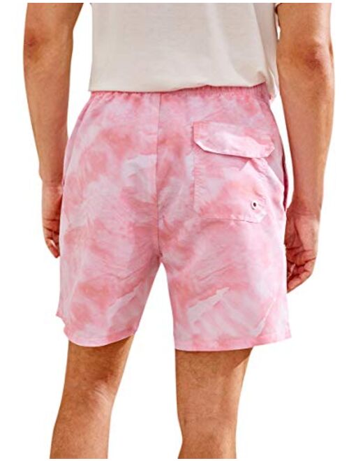 Romwe Men's Tie Dye Gym Shorts Lightweight Workout Running Training Shorts with Pocket