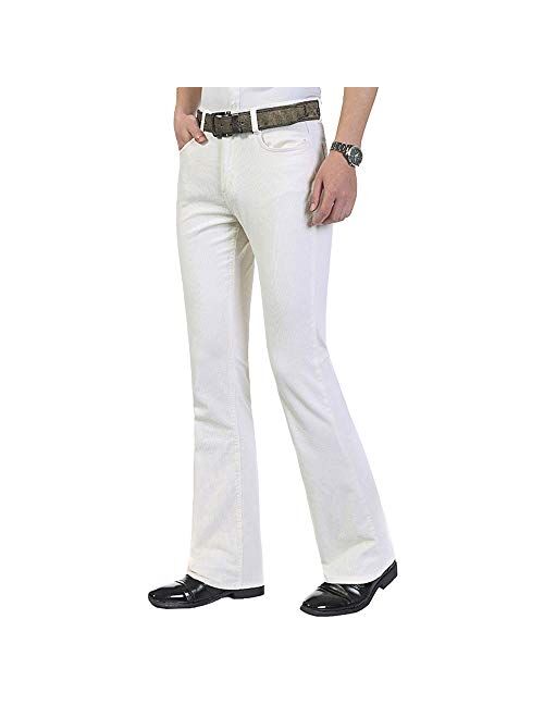 HAORUN Men Corduroy Bell Bottom Flares Pants Slim Fit 60s 70s Vintage Bootcut Trousers