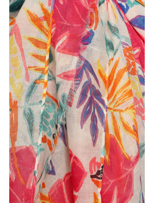 Lulus Tropical Spring Pink Multi Tropical Print Sarong Swim Cover-Up