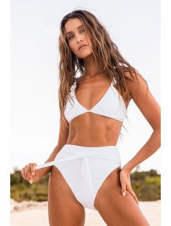 Beach Life White Tie-Front Bikini Bottoms