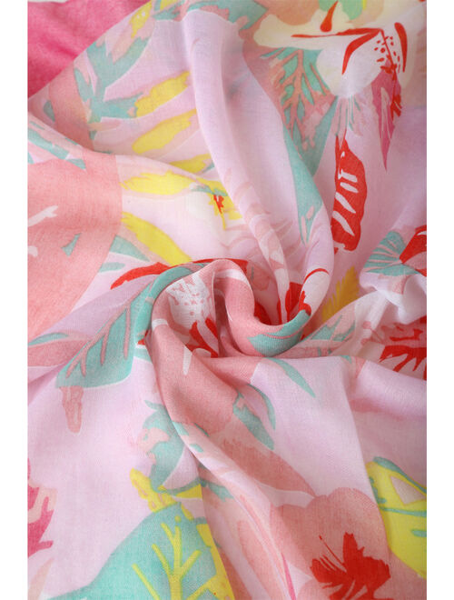 Lulus Hibiscus Hello Pink Floral Print Swim Cover-Up Scarf