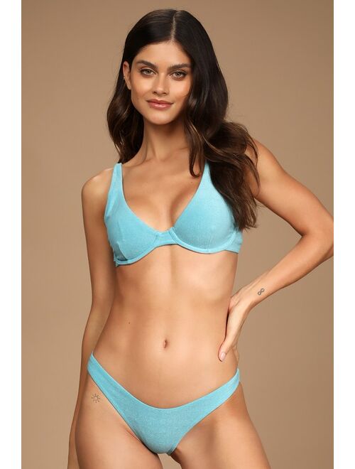 Rhythm Terry Light Blue High-Cut Bikini Bottom