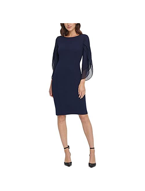 DKNY Sheath with 3/4 Chiffon Sleeves