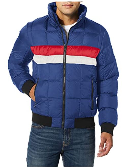 Tommy Hilfiger Men's Quilted Bomber Hoody Color Block Jacket