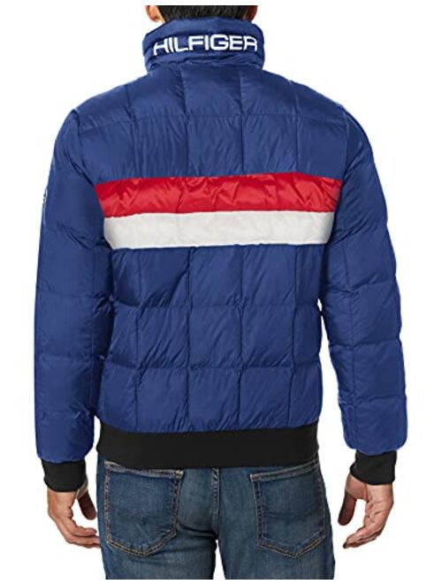 Tommy Hilfiger Men's Quilted Bomber Hoody Color Block Jacket