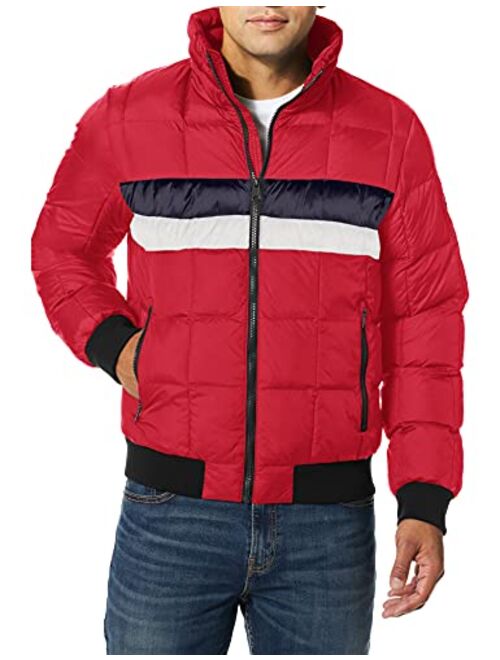 Tommy Hilfiger Men's Quilted Bomber Hoody Color Block Jacket