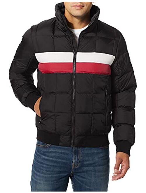 Tommy Hilfiger Men's Quilted Bomber Hoody Color Block Jacket