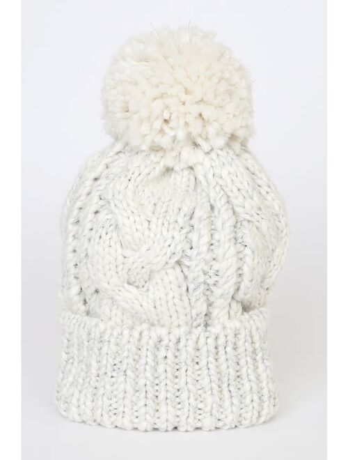 Vero Moda Janice White Cable Knit Pom Pom Beanie