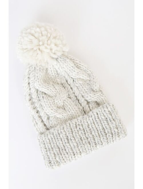 Vero Moda Janice White Cable Knit Pom Pom Beanie