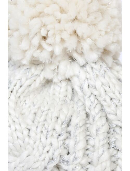 Vero Moda Janice White Cable Knit Pom Pom Beanie