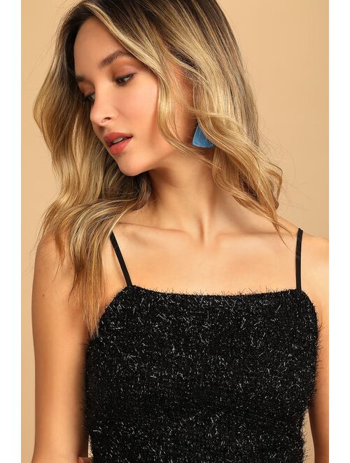 Vero Moda Caimie Black Sparkly Knit Cropped Cami Top