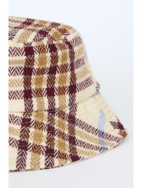 Vero Moda Manilla Beige Multi Plaid Bucket Hat