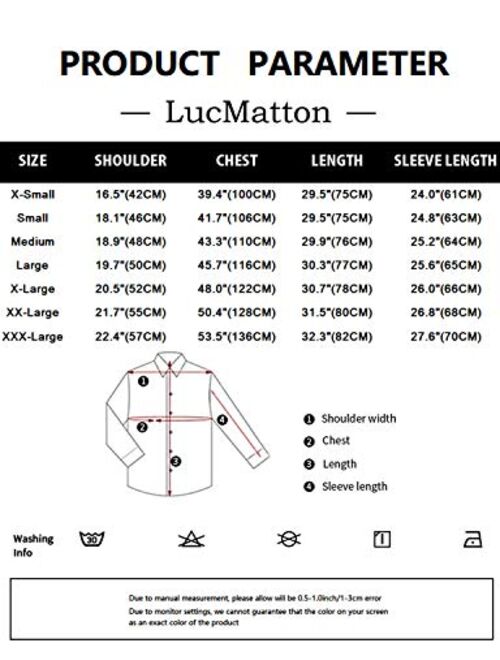 LucMatton Men's Linen Stylish Traditional Pattern Printed Long Sleeve Button up Shirt