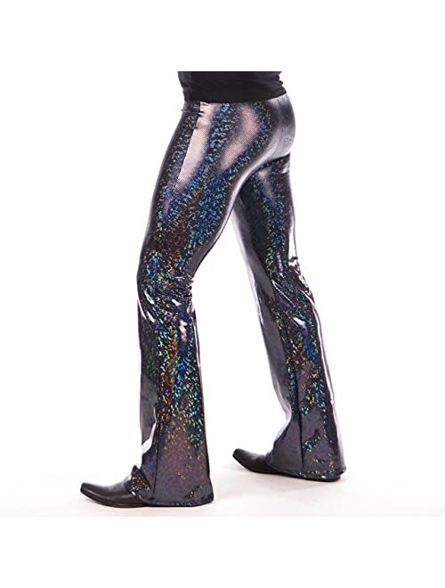 Revolver Fashion / Funstigators Festival Clothing: Men's Holographic Flared Disco Legging Pants - Made in USA