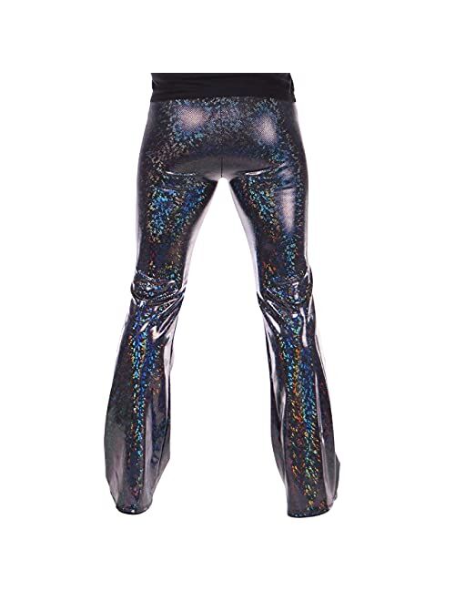 Revolver Fashion / Funstigators Festival Clothing: Men's Holographic Flared Disco Legging Pants - Made in USA