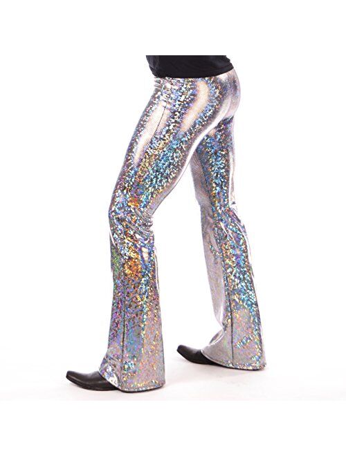 Revolver Fashion / Funstigators Festival Clothing: Men's Holographic Flared Disco Legging Pants - Made in USA