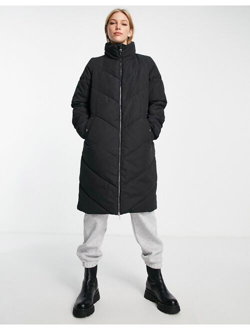 Vero Moda longline padded coat in black