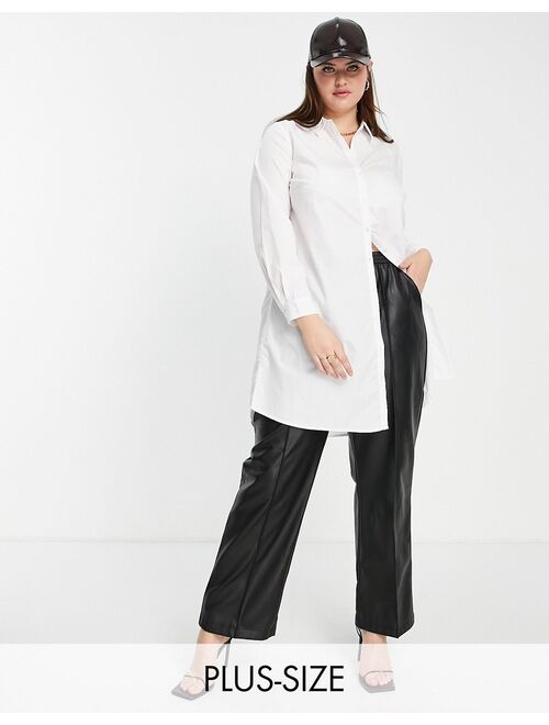 Vero Moda Curve longline shirt in white