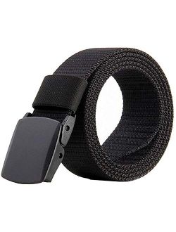 Drizzte Plus Size 47-83inch Men's Black Nylon Military Tactical Plastic Buckle Belt