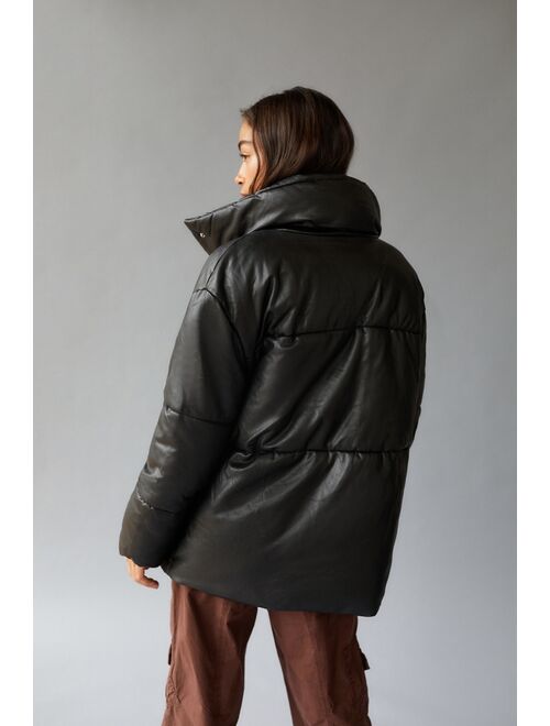 Avec Les Filles Faux Leather Puffer Jacket