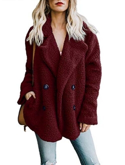 Zeagoo Women's Faux Fur Coat Fuzzy Cardigan Warm Fleece Jacket Long Sleeve Oversized Winter Outwear Pockets Coat