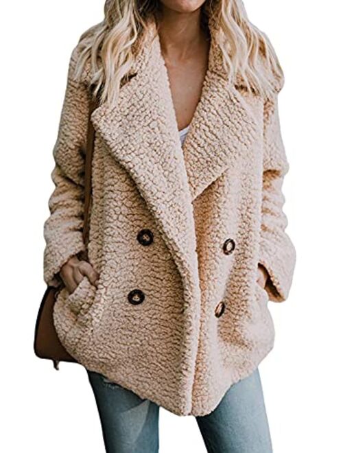 Zeagoo Women's Faux Fur Coat Fuzzy Cardigan Warm Fleece Jacket Long Sleeve Oversized Winter Outwear Pockets Coat