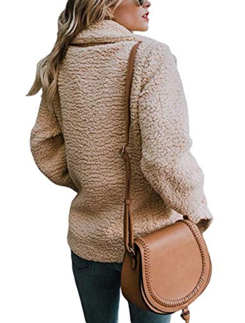 Zeagoo Women's Faux Fur Coat Fuzzy Cardigan Warm Fleece Jacket Long Sleeve Oversized Winter Outwear Pockets Coat