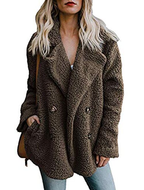 Zeagoo Women's Faux Fur Coat Fuzzy Cardigan Warm Fleece Jacket Long Sleeve Oversized Winter Outwear Pockets Coat