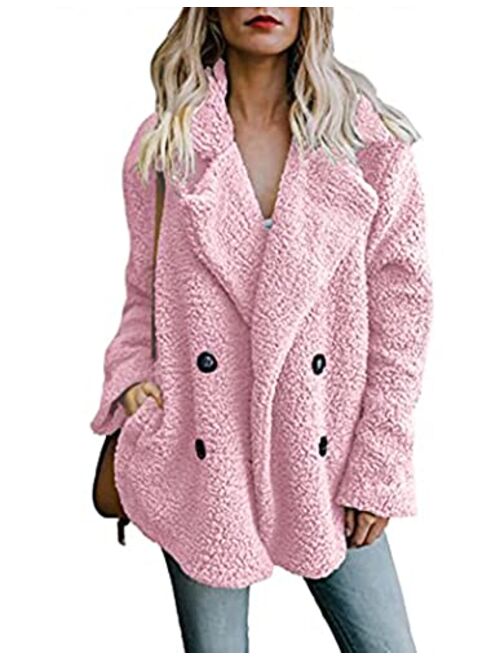 Zeagoo Women's Faux Fur Coat Fuzzy Cardigan Warm Fleece Jacket Long Sleeve Oversized Winter Outwear Pockets Coat