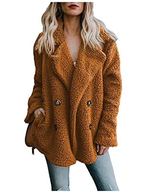 Zeagoo Women's Faux Fur Coat Fuzzy Cardigan Warm Fleece Jacket Long Sleeve Oversized Winter Outwear Pockets Coat