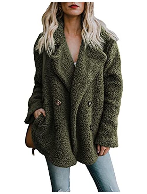 Zeagoo Women's Faux Fur Coat Fuzzy Cardigan Warm Fleece Jacket Long Sleeve Oversized Winter Outwear Pockets Coat