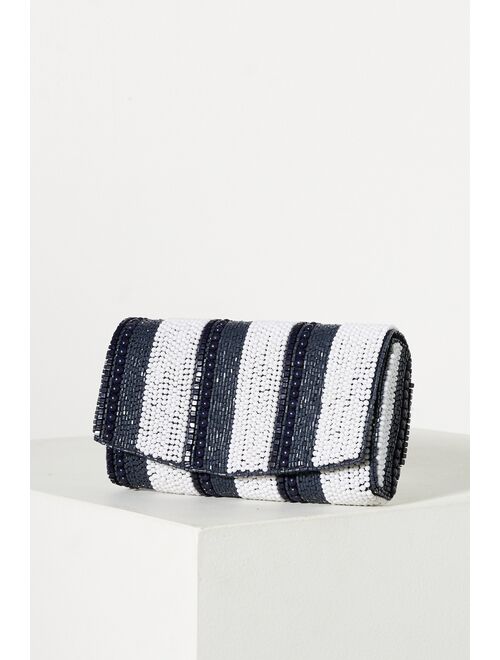 Anthropologie Striped Beaded Clutch