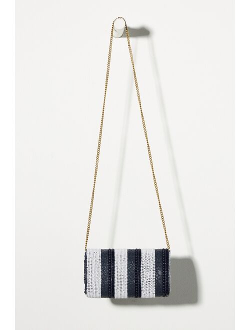 Anthropologie Striped Beaded Clutch