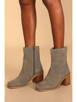 Seychelles Turbulent Tan Leather Square Toe Mid-Calf Boots