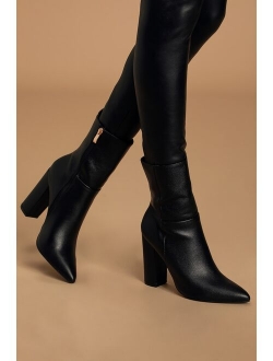 Dawson Bone Pebble Pointed-Toe Mid Calf Boots