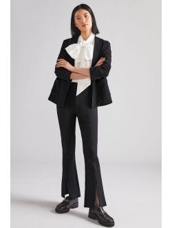 Slit-Front Flared Ponte Pants