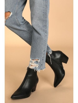 Spirit Ivory Snake Pointed Toe Ankle Booties