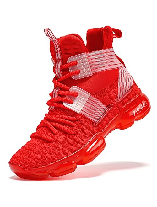 VITUOFLY Kids Basketball Shoes Boys Air Cushion Sneakers Girls Mid Top School Training Shoes Non-Slip Outdoor Sports Shoes Comfortable Boys Running Shoes Durable Little K