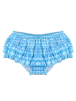 ACSUSS Men's Satin Frilly Thong Sissy Crossdress Bloomer Ruffled Skirted Panties