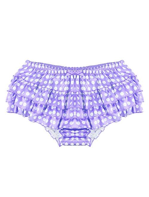 ACSUSS Men's Satin Frilly Thong Sissy Crossdress Bloomer Ruffled Skirted Panties