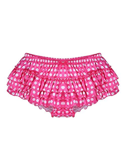 ACSUSS Men's Satin Frilly Thong Sissy Crossdress Bloomer Ruffled Skirted Panties