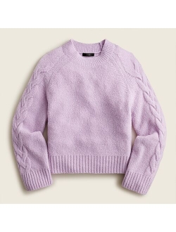 Cashmere boucl cable-sleeve sweater