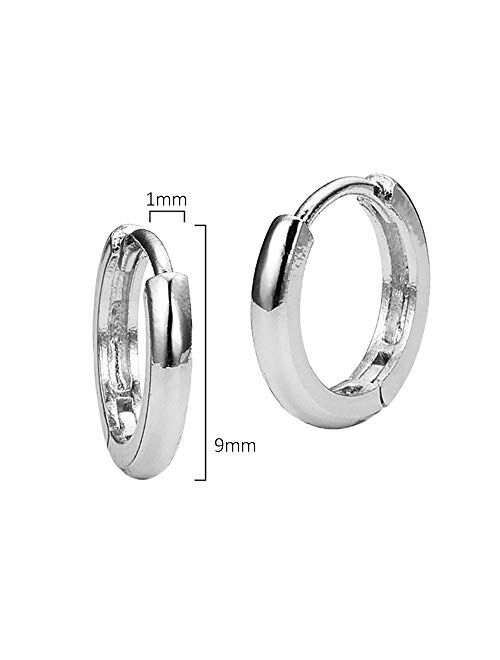 Lovearing 14k Yellow and White Gold Small 1mm Plain Huggie Children Baby Girls Earrings