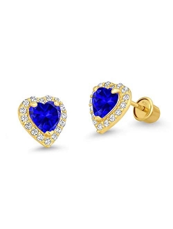 14k Gold Plated Brass Heart Screwback Children Earrings with Sterling Silver Post