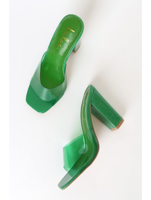 Lulus Luspy Green Patent High Heel Slide Sandals